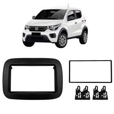 Imagem de Moldura 2 Din Mobi 2016 à 2025 Preto Emborrachado Painel Central Multimidia 6.2 e 7 Polegadas Mp5