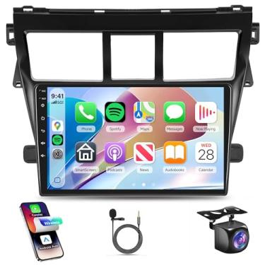 Imagem de Rádio automotivo 8 núcleos 6G + 128G Android para Toyota Yaris VIOS 2007-2013, Rimoody Car Stereo Carplay Android Auto GPS WiFi, tela sensível ao toque DSP-36 59-UI Bluetooth FM/RDS EQ + câmera de