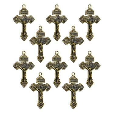 Imagem de COTTVOTT Pacote a granel de 10 - Crucifixo de Perdão Católica Indulgência do Papa São Pio X, Pingente de Cruz de Jesus Perdão Cristão para Colar Rosário Joias Suprimentos