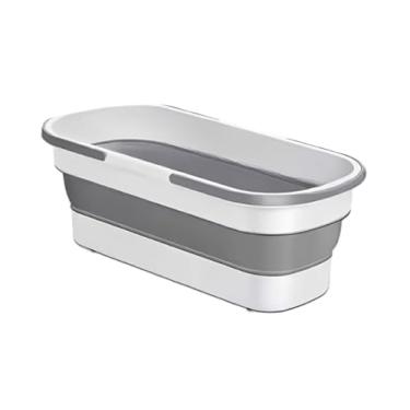 Imagem de Balde Retrátil Multiuso Para Limpeza Com Rodas Branco 15l balde dobrável para água Dobrável e Portátil para Lavanderia e Organização Doméstica(Cinza)