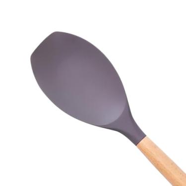 Imagem de Espátula Pá de Silicone Cabo de Madeira Cinza 31cm Coberturas Fechada