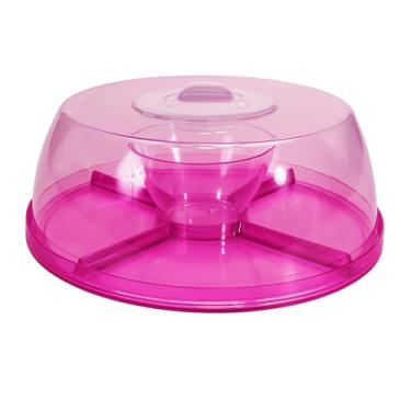 Imagem de Boleira Conjunto Elegance 5 em 1 com Tampa em PS, 29,5cm Diâmetro x 12,5cm Altura, Ideal para Servir Aperitivos (Rosa)