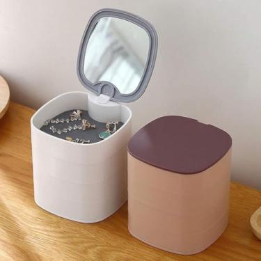 Imagem de Porta Joias Giratório 4 Camadas com Espelho E Organizador Multiuso Para Maquiagem