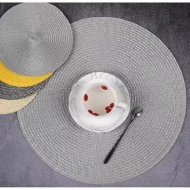 Imagem de Kit 2/4/8 Jogo Redondo Jantar para Mesa Posta, Descanso de Prato Elegante(cinza calro,4 uni)