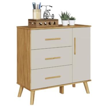 Imagem de PEROBA - Cômoda Infantil Bebê Sky 4 Gavetas 1 Porta Lisa Off White Amêndoa