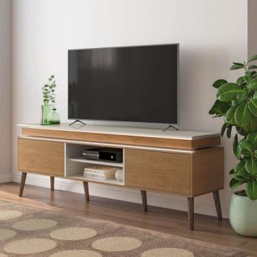 Imagem de Rack Lumina Para Tv Até 75", Fita De Led Embutida 2 Portas E Cinamomo/off White- Artely