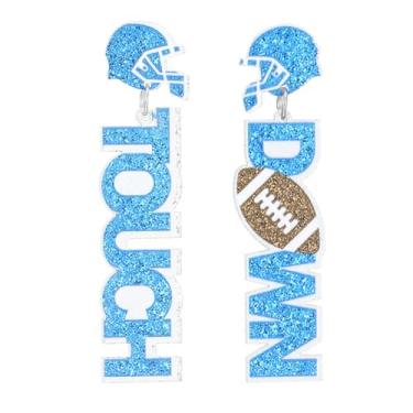 Imagem de Dreuyet Brincos de futebol com glitter para mulheres, leves, brilhantes, coloridos, para o dia do jogo, esportes, mãe, futebol, jogos, dia de jogo, acessórios de bijuteria, Middle, Acrílico, Sem pedra