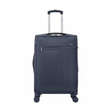 Imagem de Mala Média Super Expansível Zíper Antifurto Rodas 360° Azul