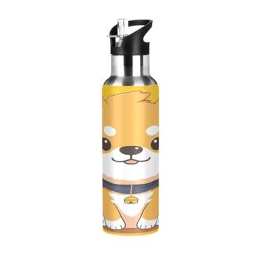 Imagem de Blueangle Garrafa de água fofa de aço inoxidável Kawaii Dog de 590 g - Garrafa esportiva de metal isolada à prova de vazamento para academia, acampamento, fitness ao ar livre e viagens (990)