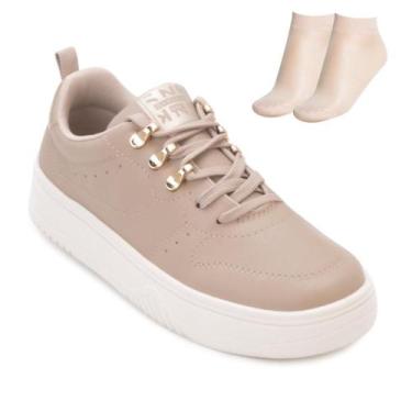 Imagem de Tênis Casual BC Ramarim e Meia RM25-25882, Bege, Creme, 37