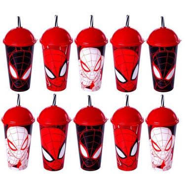 Imagem de Copo Shake Homem Aranha Plasútil para festa infantil - kit com 15 - Pl