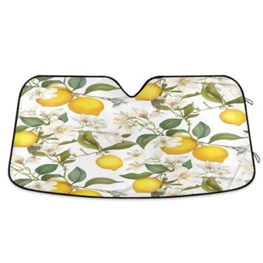 Imagem de ATTX Protetor solar universal para para-brisas de carro de limoeiro 134,6 cm x 59,7 cm com proteção UV, persiana frontal automática dobrável para caminhões Sedans SUVs #206