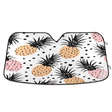 Imagem de ATTX Pára-brisas de carro padrão abacaxi 139.7 cm x 70.1 cm escudo solar universal com proteção UV, persiana de janela frontal automática dobrável para sedãs SUVs caminhões #299