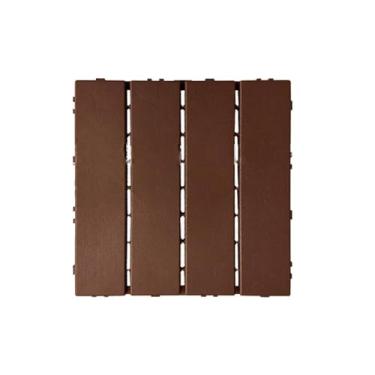 Imagem de Azulejos de convés interligados de plástico, 30,5 cm x 30,5 cm à prova d'água para piso composto para varanda piscina varanda quintal marrom A 10 peças
