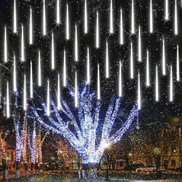 Imagem de iBaycon 20 tubos 480 luzes de chuva LED para chuva de meteoros, luzes de gelo em cascata de 30 cm à prova d'água ao ar livre, luzes de queda conectáveis com temporizador para decorações de Natal e