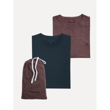 Imagem de Kit Camisetas Dudalina Malha Vinho Listrado e Azul Marinho Tamanho:XXL