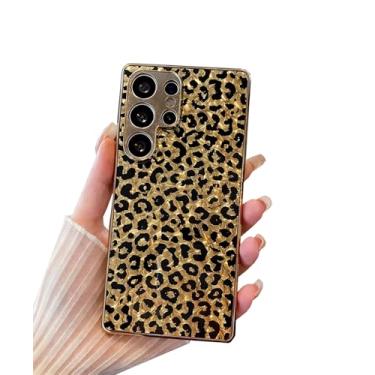 Imagem de Danglyld Linda capa de leopardo para Galaxy S24 Ultra, mulheres meninas luxuosas brilhantes com estampa animal brilhante protetor de lente para câmera à prova de choque capa protetora para celular