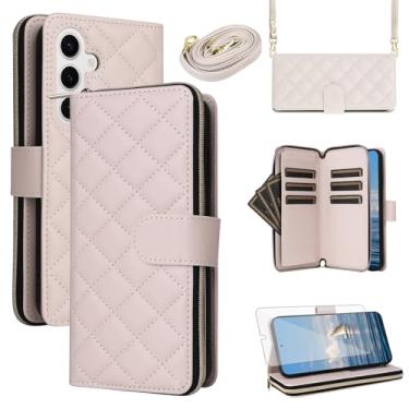 Imagem de Asuwish Capa de telefone para Samsung Galaxy S25 5G Capa carteira com protetor de tela de vidro temperado, alça para cartão com suporte de couro PU, flip celular, zíper fino S 25 25S 25 25S SM-S931U