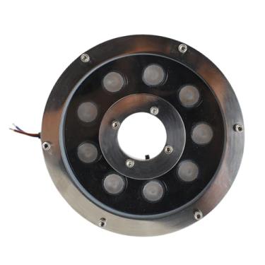 Imagem de QANYEGN Luzes subaquáticas, luzes LED para lago, holofote submersível submersível de aço inoxidável de alto brilho para cachoeira de lago (Branco Quente 9W)