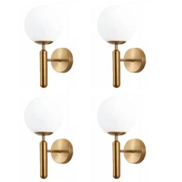 Imagem de Kit 4x Arandela Dourada Globo 90 Graus Troca De Cor No Interruptor