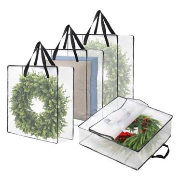 Imagem de Bolsa de armazenamento de grinalda com 4 pacotes, 66 cm e 90 L, recipiente de armazenamento para armazenamento doméstico, bolsa de armazenamento para decoração de guirlanda de primavera, verão, Natal