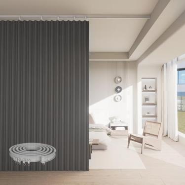 Imagem de Cortinas divisórias de quarto, cortinas blackout com trilho de cortina de teto dobrável, divisórias divisórias extra amplas com isolamento térmico cortinas à prova de som cortinas de chão ao teto