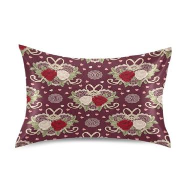 Imagem de SEHANY Capas de almofada elegantes de seda rosas para cabelo e pele, capas de almofada de cetim respiráveis macias e refrescantes com fecho de envelope, tamanho king (50,8 x 66 cm)