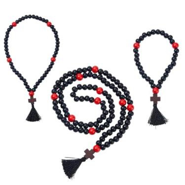 Imagem de DICOSMETIC 3 Cordas Cristãs Ortodoxas 30/50/100 nós Corda Grega Ortodoxa Grega Komboskoini Chotki Proteção Bênção Cruz Berloque Pendura Carro Presente Religioso para Homens e Mulheres