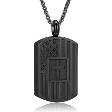 Imagem de Oinsi Joias de cremação masculinas de aço inoxidável com pingente de urna memorial do Corpo de Fuzileiros Navais dos Estados Unidos para segurar cinzas de entes queridos, Round, 316 L, Sem Pedra