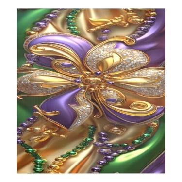 Imagem de Qilmy Fleur De Lis Mardi Gras capa magnética para máquina de lavar louça, 58 x 66 cm, capa decorativa para geladeira para porta frontal, adesivo, máquina de lavar, painel de geladeira, decalque para