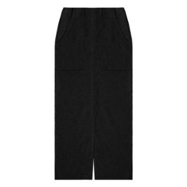 Imagem de Saia Midi Feminina Endless com Bolsos e Fenda Preto-Feminino