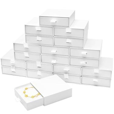 Imagem de Mirgrmle Caixa de joias, 20 caixas de joias para mulheres, caixa de presente de joias de 8,5 x 9,5 x 2,5 cm, caixa de presente de papelão, colar, brinco, caixa de joias (branca)