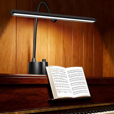 Imagem de Luz de piano – Lâmpada de piano LED para pianos grande/verticais/digitais – Lâmpada de mesa ajustável com pescoço de ganso flexível, 5 modos de cor, regulável e porta de carregamento USB para cuidados