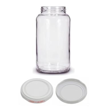 Imagem de Kit 18 Unidades - Pote de Vidro Conserva 800ml - Tampa Branca