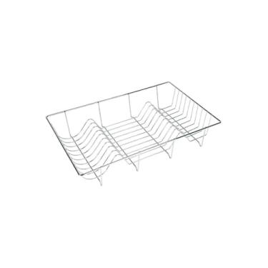 Imagem de Escorredor de Louça Aramado, Ferro Cromado, 48x31x9 cm, Capacidade 18 Pratos, Design Compacto, 300g