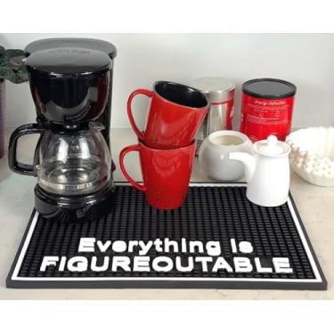 Imagem de Tapete de borracha motivacional Everything is Figureoutable para bancada, 45,7 x 30,5 cm, tapete de mesa de silicone, para bancadas, decoração inspiradora de escritório e decoração de cafeteria