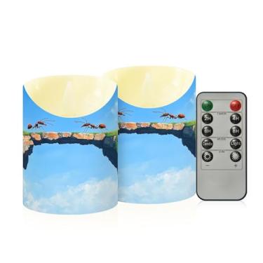 Imagem de Wassud Velas sem chama formigas com controle remoto, velas realistas cintilantes com temporizador, velas decorativas para Natal, casamento, festa, decoração de casa pequenas