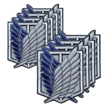 Imagem de 8 peças de anime asas DIY gancho laço bordado patch para fãs, acessórios para chapéus, roupas, mochilas