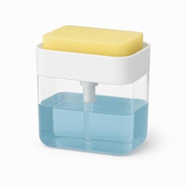 Imagem de Dispenser Dosador De Detergente Sabão 2x1 Esponja Limpeza Cozinha Com Dosador (branco)