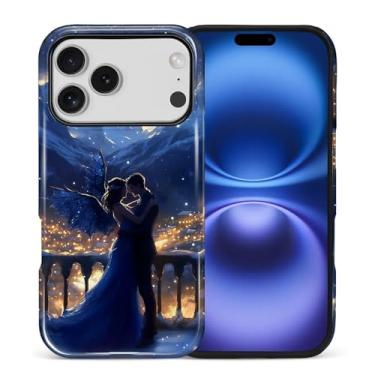 Imagem de ANLUN STORE Capa para iPhone 17 Pro, proteção dupla híbrida TPU macio + PC rígido à prova de choque, capa protetora antiarranhões e fina para homens e mulheres - Design Starry Night Embrace
