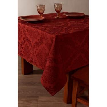 Imagem de Toalha de Mesa Jacquard Retangular Luxo para 4 6 ou 8 Lugares – Tecido Elegante Durável e Fácil de Limpar (Vermelho,6 Lugar 2,20x1,40)