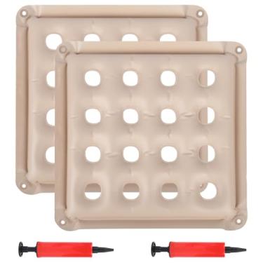 Imagem de Pacote com 2 almofadas infláveis de assento waffle (43 × 43 cm) com 2 bombas de ar – almofadas de alívio de dores de pressão, adequadas para cadeiras de escritório, assentos de carro e cadeiras de