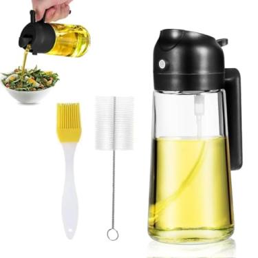 Imagem de ARHAN Frasco de spray de óleo para cozinha com 2 escovas de limpeza - dispensador de óleo 2 em 1 e pulverizador de óleo para cozinhar, fritadeira a ar, churrasco, salada, pulverizador de azeite
