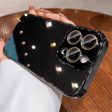 Imagem de Capa protetora de luxo com revestimento cromado e acabamento brilhante para iPhone 15, 16 Pro Max, Air 14, 13, 12 e 11 com lente de vidro cristal (para iPhone 13 Pro/Preto)