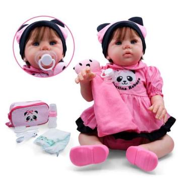Imagem de Bebê Reborn Abigail Panda Cabelo Fio A Fio Pode Dar Banho Bebê Reborn 