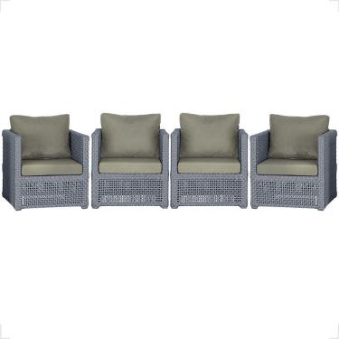 Imagem de 4 Poltronas Madri Alumínio Corda Náutica Estofado 8 Trama Prata