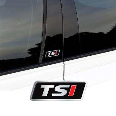 Imagem de Par Emblemas Tsi Alto Relevo Vw Golf Up Polo Coluna 4,5x1,6 Cromado
