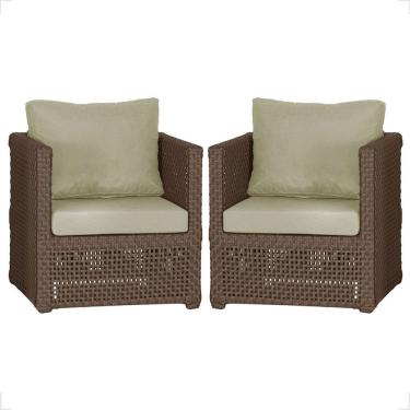 Imagem de 2 Poltronas Madri Alumínio Corda Náutica Estofado 7 Trama Marrom