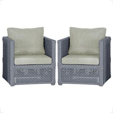 Imagem de 2 Poltronas Madri Alumínio Corda Náutica Estofado 3 Trama Prata