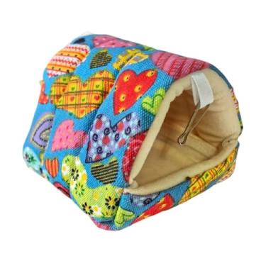 Imagem de Bothyi de inverno quentinho para gaiola, caverna aconchegante, casinha de pássaros, cama suspensa para pássaros, rede para pássaros azuis, calopsitas, Padrão de Coração